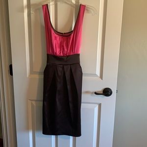 Vintage BCBG Max & Cleo Formal Pink and Chocolate Brown Babydoll Dress S